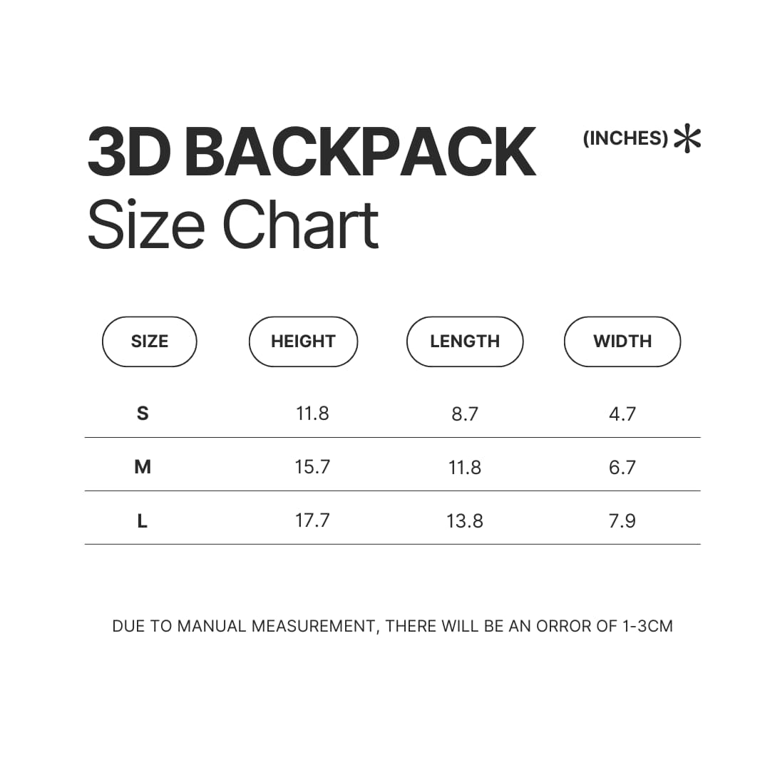 3D Backpack Size Chart - Fire Force Shop