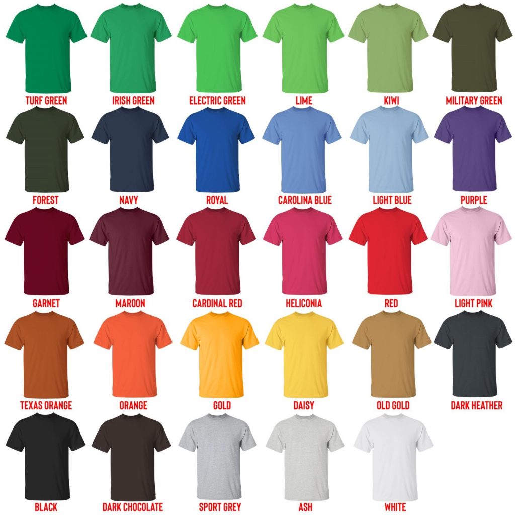 t shirt color chart - Fire Force Shop