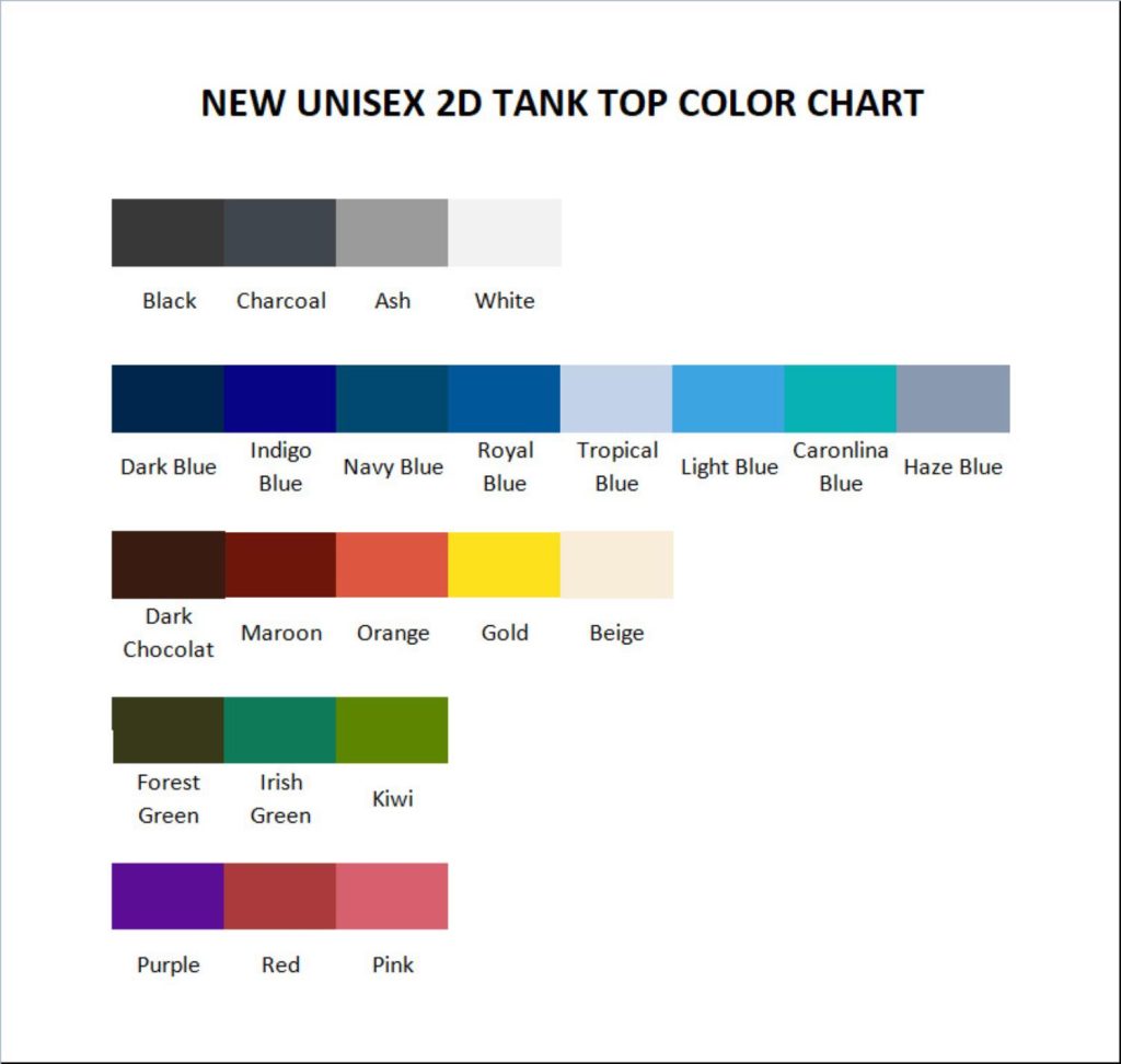 tank top color chart - Fire Force Shop