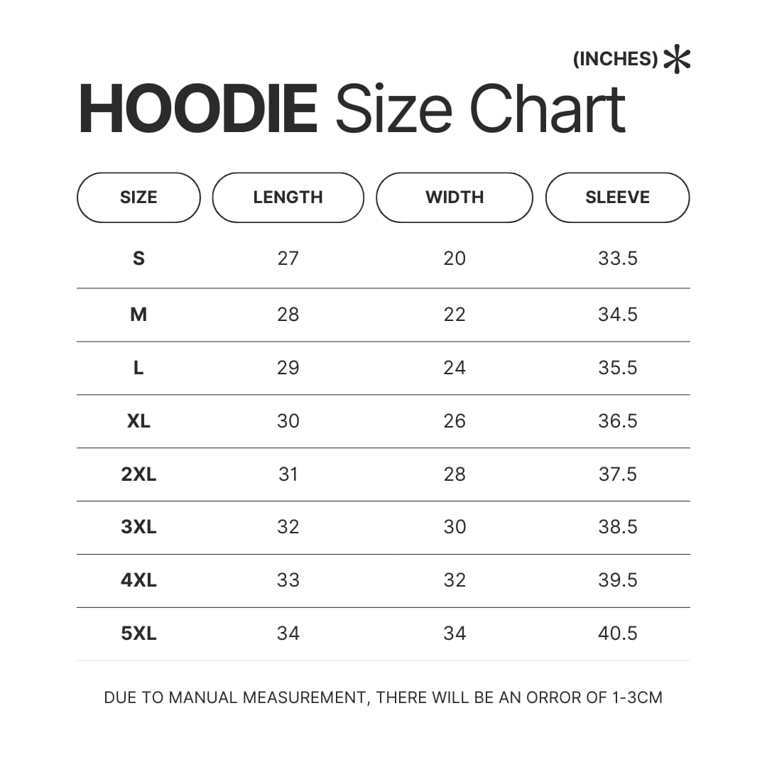 Hoodie Size Chart - Fire Force Shop