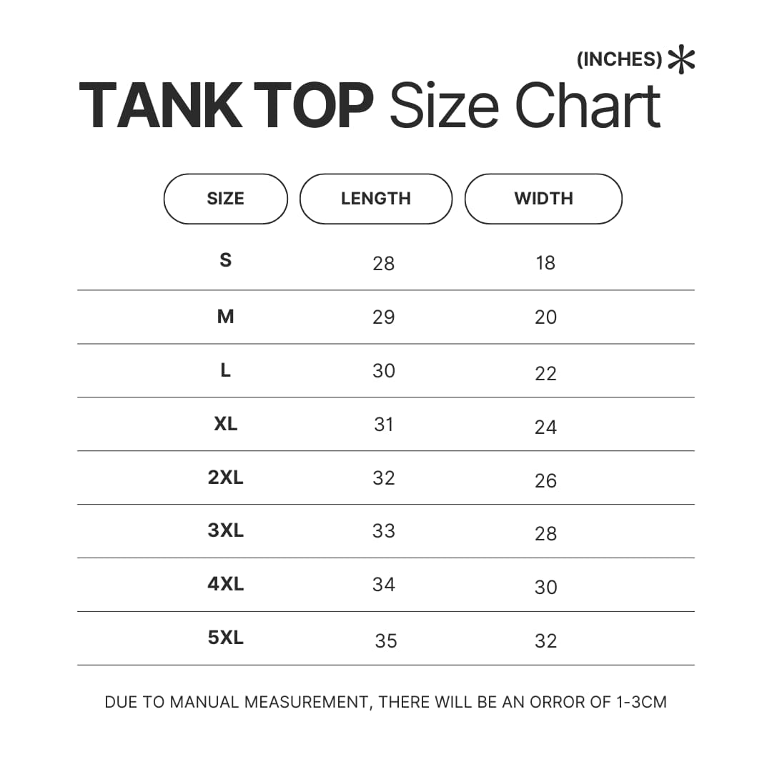 Tank Top Size Chart - Fire Force Shop