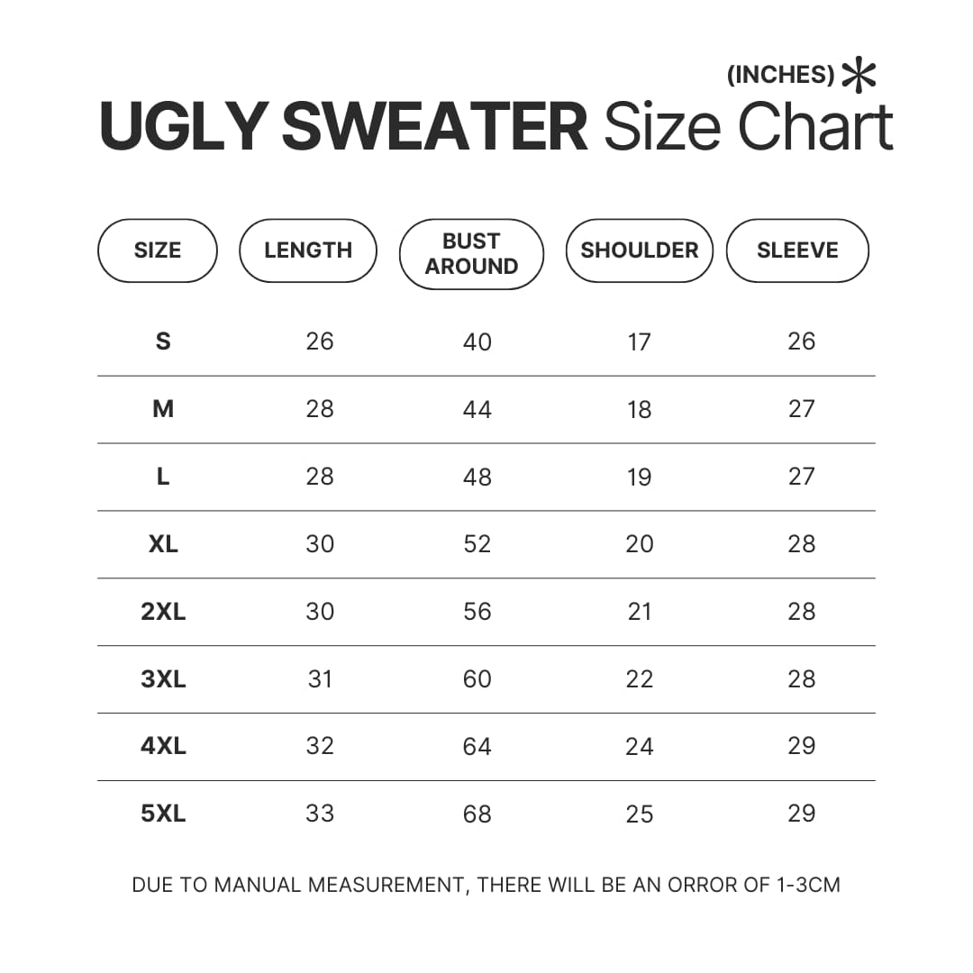 Ugly Sweater Size Chart - Fire Force Shop