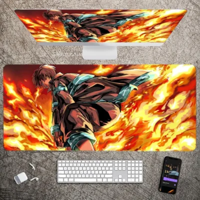 Fire Force Anime Mousepad Large Gaming Mouse Pad LockEdge Thickened Computer Keyboard Table Desk Mat 4 - Fire Force Shop